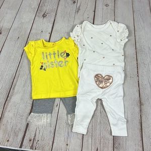 Little sister and a sweet heart outfit (2) baby girl 0-3 months